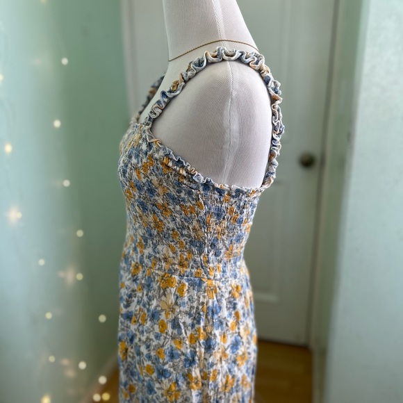 White Blue Yellow Floral Maxi Dress - Picture 5 of 6